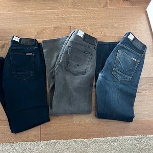 THREE Pairs Hudson slim jeans